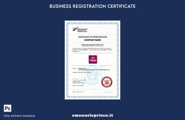 certificato di registrazione neozelandese in stile verificato Modello Word e PDF